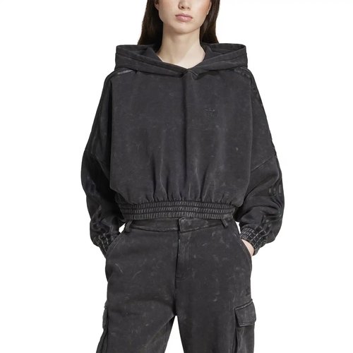 adidas Washed-Out Crop Oversized Hoodie - Black - IW5573