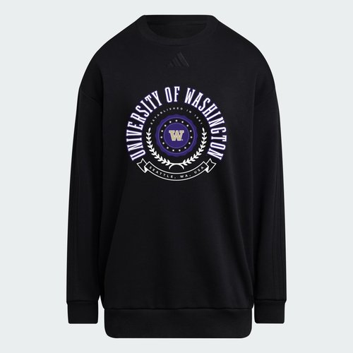 adidas Washington Huskies Exclusive 3-Stripes Oversized Crew - Black/Ncaa-Wtn-6va - KA8297