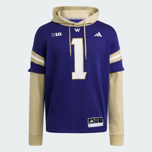 adidas Washington Huskies Football Jersey Hoodie - Team College Purple/White/Team Sand - JX8103