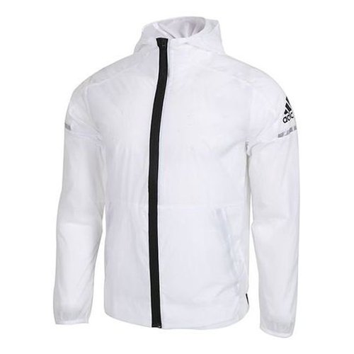 adidas Wb Light logo Printing Woven Sports Hooded Jacket - White - FI8758