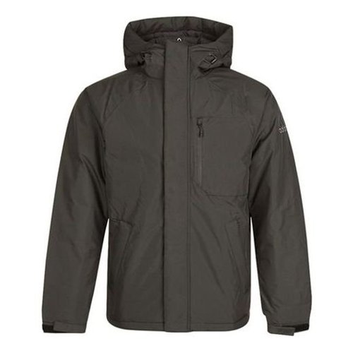 adidas Windproof Stay Warm hooded Outdoor Solid Color Sports Down Jacket Brown - Dark Brown - GF0102