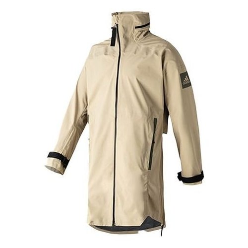 adidas Windproof waterproof Outdoor mid-length hooded Windbreaker Jacket - Brown - FT8909