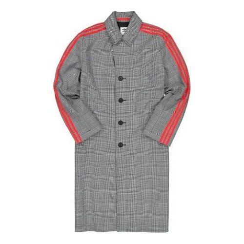 adidas x 424 Trench Coat Crossover Gray Plaid Long Windbreaker Gray - Grey - FS6235