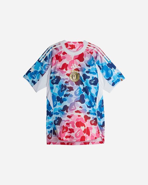 adidas x BAPE Football Graphic Slim Jersey T-Shirt - Blue/Pink - KA0040