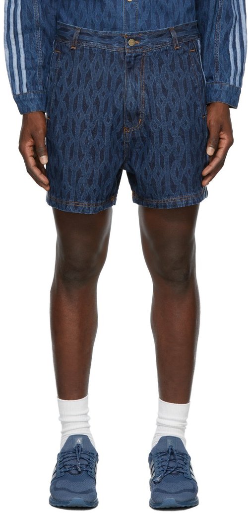 adidas x IVY PARK Blue Denim Monogram Shorts - Dark Denim - H61702