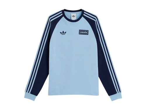 adidas x Oasis Tour 3Stripes Longsleeve Tee Shirt - Clear Sky Blue/Night Indigo
