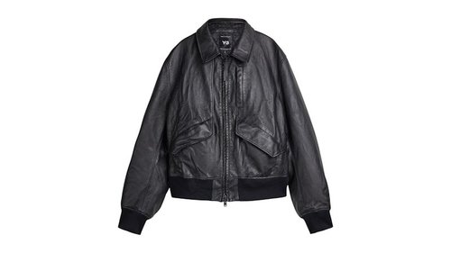 adidas Y-3 Leather Bomber Jacket - Black - JX4820