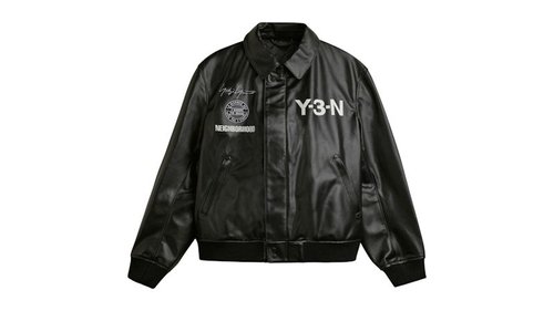 adidas Y-3 NBHD Leather Bomber Jacket - Black - KT4301