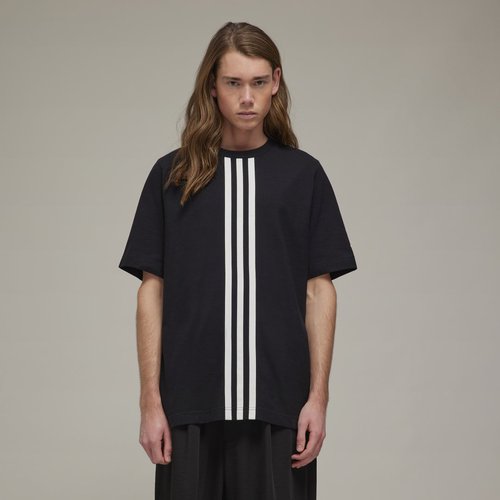 adidas Y-3 Short Sleeve Center Front Stripes Tee - Black - HG6095
