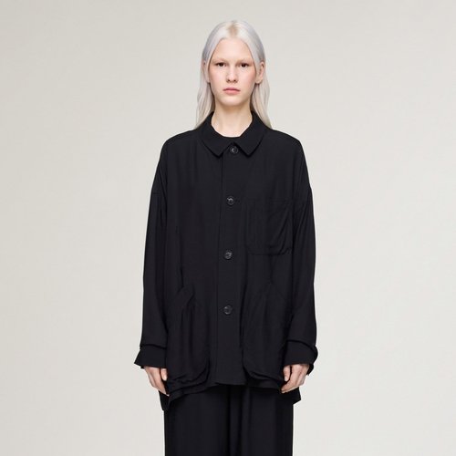 adidas Y-3 Viscose Chore Jacket Shirt - Black - KH2595