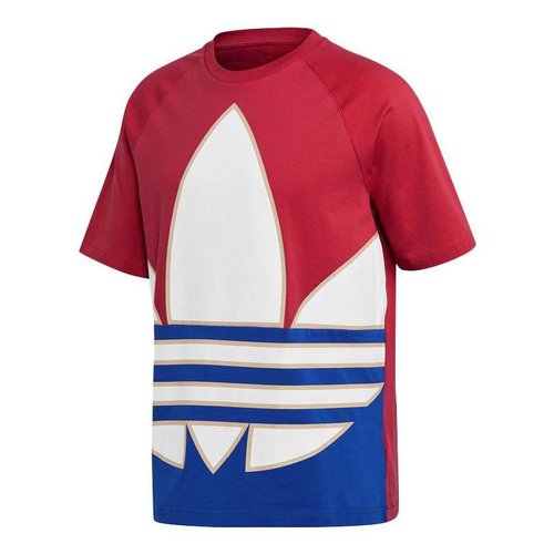 adidasblock Large Logo Round Neck Casual Short Sleeve Red T-Shirt - Multi-Color - GE6222