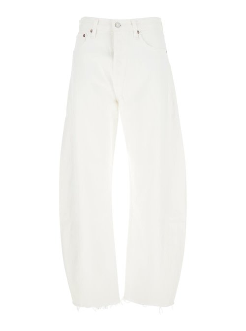 AGOLDE luna White Jeans With Logo Patch On The Rear And Fringed Hem In Denim - A90391183ELMNT