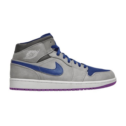 Air Jordan 1 Mid - Matte Silver/Matte Silver-Laser Purple-Deep Royal Blue - 554724-008