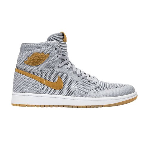Air Jordan 1 Retro High OG Flyknit - Wolf Grey/Gum Yellow-White-Golden Harvest - 919704-025