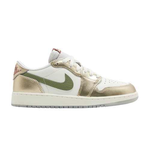 Air Jordan 1 Retro Low OG - Sail/Metallic Gold Grain/Cedar/Oil Green - FQ6593-100