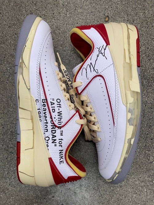 Air Jordan 2 Low Off White White Red Size 9 'Worn' Solesense