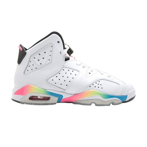 Air Jordan 6 Retro - White/Pink Flash-Volt-Mrn Blue - 384665-103