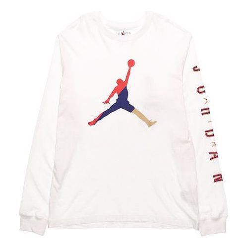 Air Jordan Alphabet Multi-Color Logo Round Neck Long Sleeves - White - CN3503-100