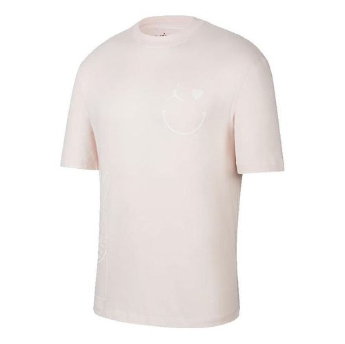 Air Jordan Alphabet Printing Round Neck Pullover Short Sleeve - Pink - DZ7637-640