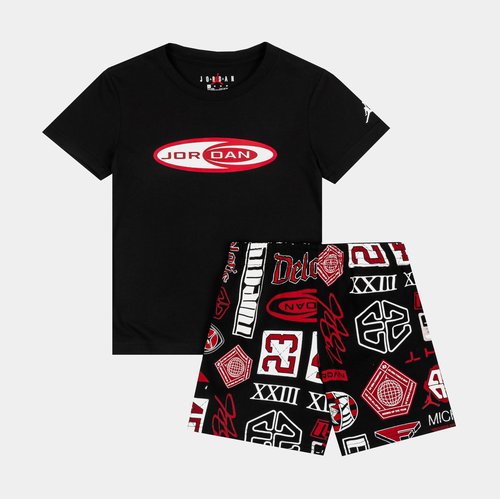 Air Jordan Brooklyn All Over Print Short Set - Black/Red - 85D662-023