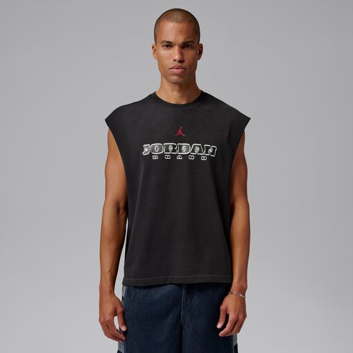 Air Jordan Brooklyn Sleeveless Muscle Top - Black/Gym Red - IF3131-010