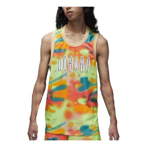 Air Jordan Casual Contrasting Colors Alphabet Printing Mesh Round Neck Sports Vest Multicolor - DQ8029-252