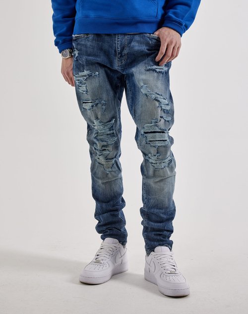 Air Jordan Craig Sean Slim Distressed Denim Jeans - Blue - JS2310-AGEDWASH