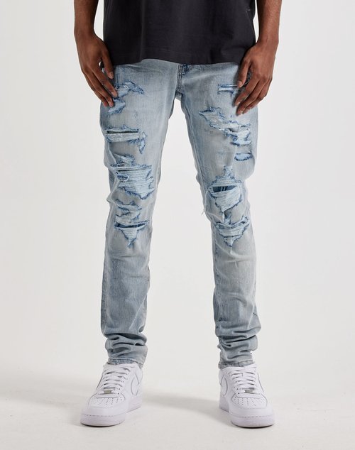 Air Jordan Craig Sean Slim Distressed Denim Jeans - Blue - JS2310-ICE