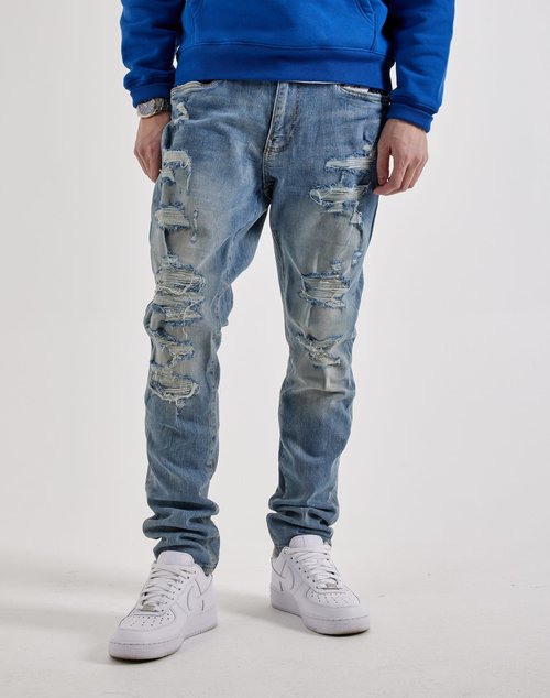 Air Jordan Craig Sean Slim Distressed Denim Jeans - Blue - JS2310-ICEDLAGER