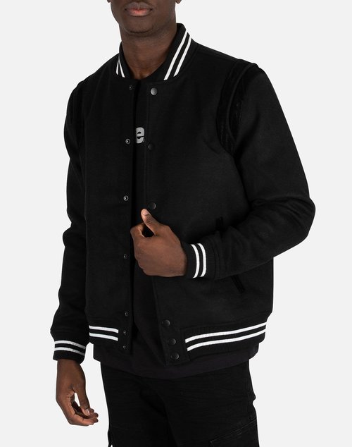 Air Jordan Craig TEDDY WOOL VARSITYJACKET - Black - 91376BLK