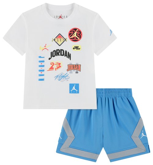 Air Jordan Dynasty Patch T-Shirt Shorts Set - White/University Blue - 75F561-B9F