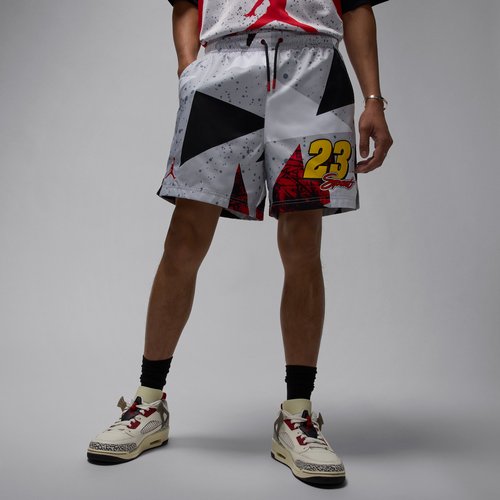 Air Jordan Essentials 5" Poolside Shorts - Cement Grey/Fire Red - IB8818-011