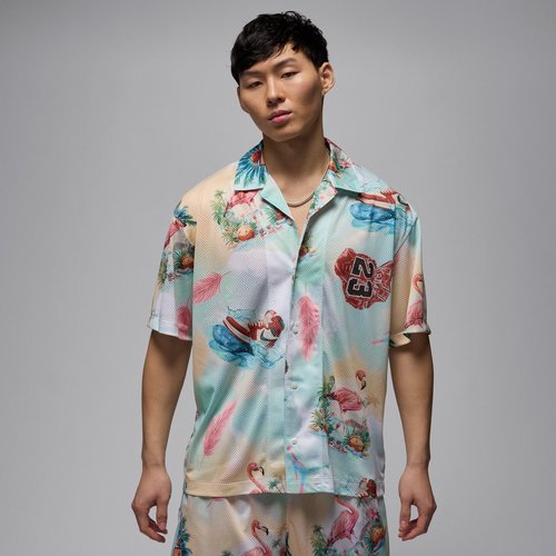 Air Jordan Essentials Printed Camp Top - Sail/Glacier Blue - IB3007-133