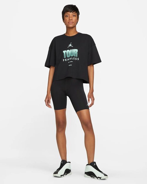 Air Jordan Fearless Tour Boxy Cropped T-Shirt DX5973 010 - Black/White - DX5973-010
