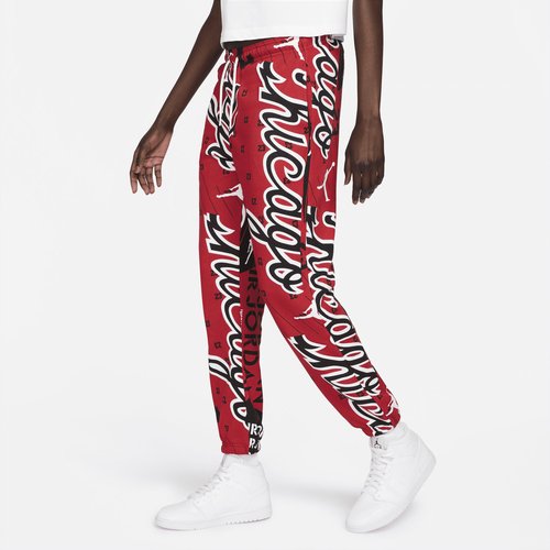 Air Jordan Fleece Allover Printed Pants - Gym Red/White - DD9298-687
