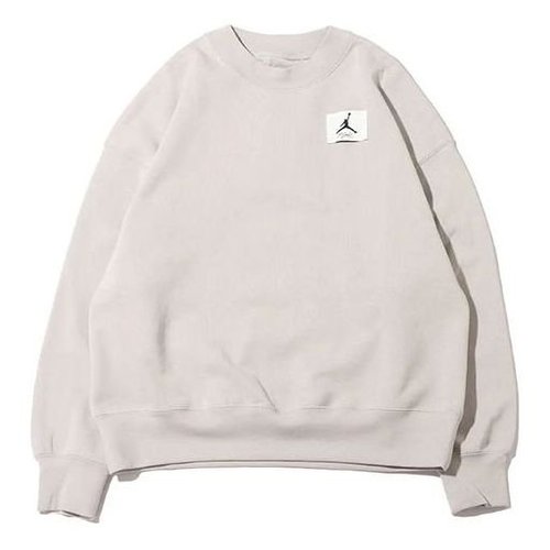 Air Jordan Fleece Crew Fleece Lined Round Neck Loose Pullover Hoodie - Light Gray - DM5190-012