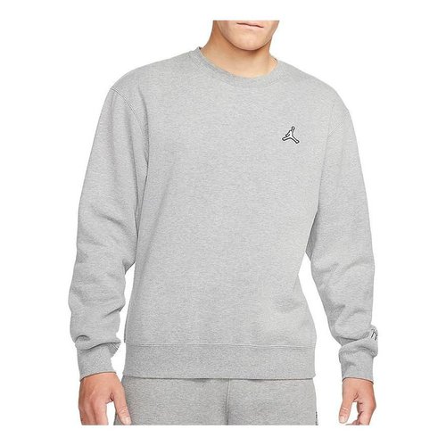 Air Jordan Fleece Lined Athleisure Casual Sports Long Sleeves Solid Embroidered Pullover Gray - Multi-Color - DN7957-091
