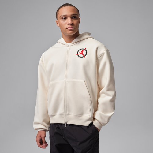 Air Jordan Flight Club Fleece Full-Zip Knit Sweatshirt - Pale Ivory - IF1810-110
