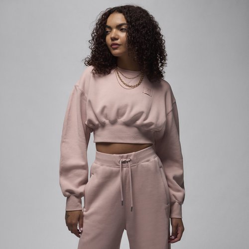 Air Jordan Flight Fleece Cropped Sweatshirt - Pink Oxford - FV7152-601