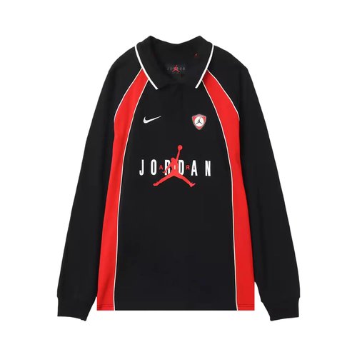 Air Jordan Flight Long-Sleeve Polo Jersey - Black/University Red/University Red - IF1915-010
