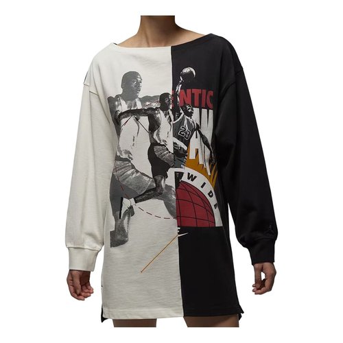 Air Jordan Flight Printed Long-Sleeved Dress Asia Sizing - Sail White/Black - IO3101-133