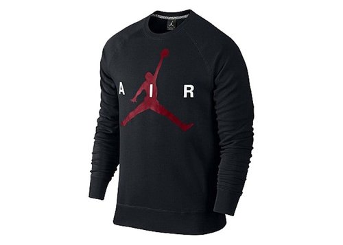 Air Jordan Jumpman Graphic Brushed Crewneck Sweatshirt - Black/Red - 689014-010