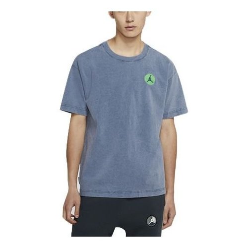 Air Jordan LEGACY AJ13 Embroidered Pattern Short Sleeve Blue - Dark Blue - CW0827-414