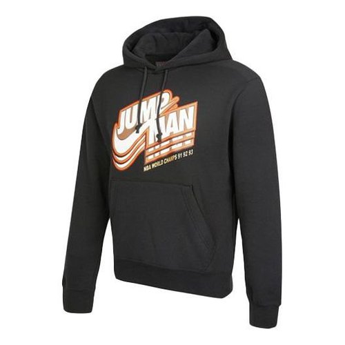 Air Jordan Logo Pattern Fleece Lined Printing Loose - Black - DC9605-010