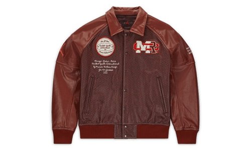 Air Jordan Maison Château Rouge Veste Cuir Bordeaux - Marron