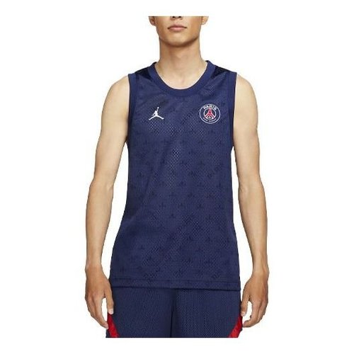 Air Jordan Mesh Paris Saint-Germain Full Print Breathable Soccer/Football Sports Vest blue - Dark - DB6479-410