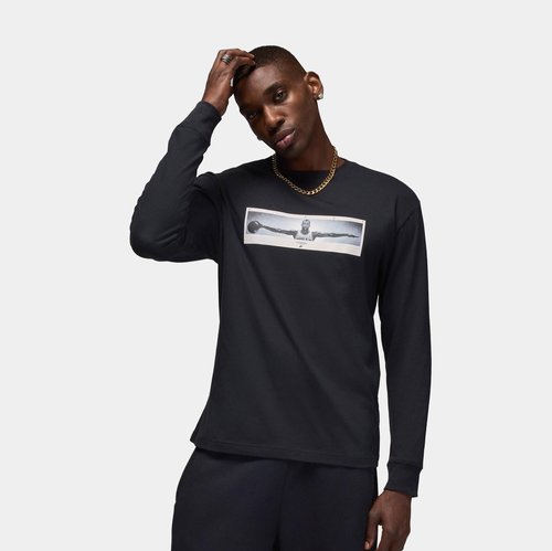 Air Jordan MJ Wings Brand Photo Long Sleeve Shirt - Black/White - HV4563-010