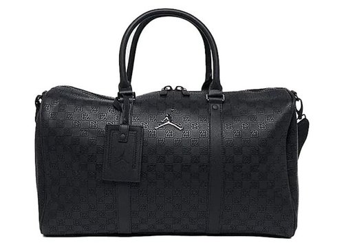 Air Jordan Monogram Leather Duffle Bag - Black
