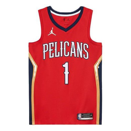 Nike Williamson Pelicans Statement Edition Jersey - Red/Black/Gold - CV9486-660