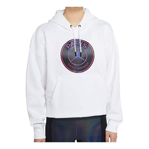 Air Jordan Paris Saint-Germain Casual Sports Fleece Lined hooded Pullover Long Sleeves Hoodie - White - CZ7496-100